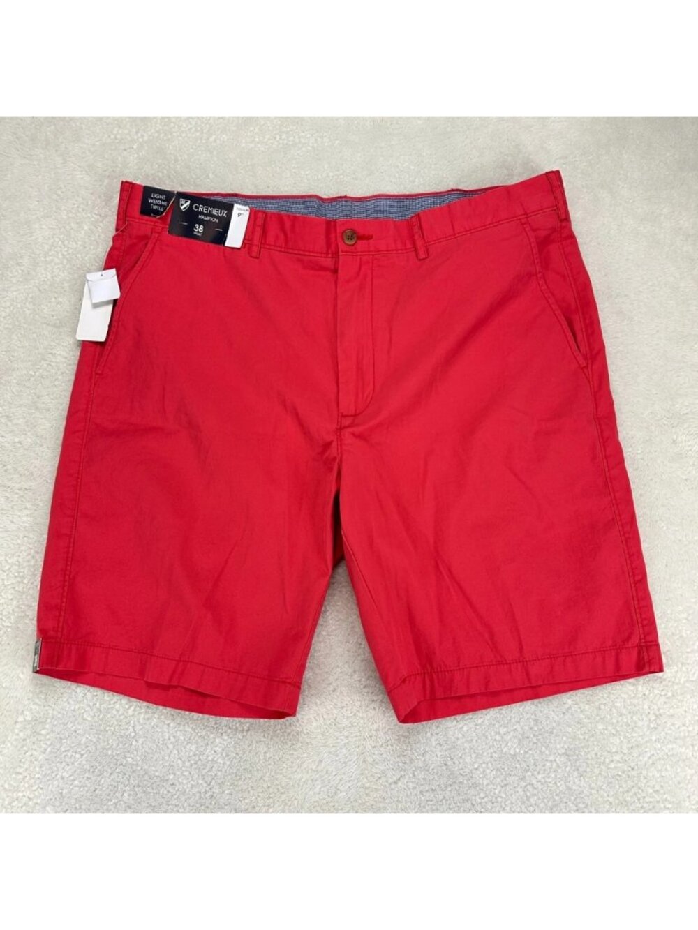 NWT Cremieux Hampton Chino Shorts Mens 38 Red‎ Lightweight Twill Slash Pocket